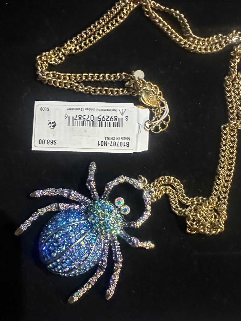 Betsey Johnson Sparkling Crystal Spider Pendant Necklace